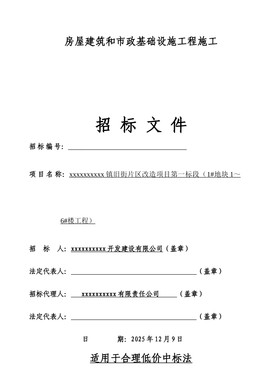 镇旧街片区改造项目第一标段招标文件_第1页