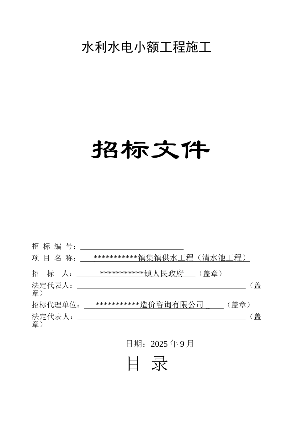 镇集镇供水工程招标文件_第1页