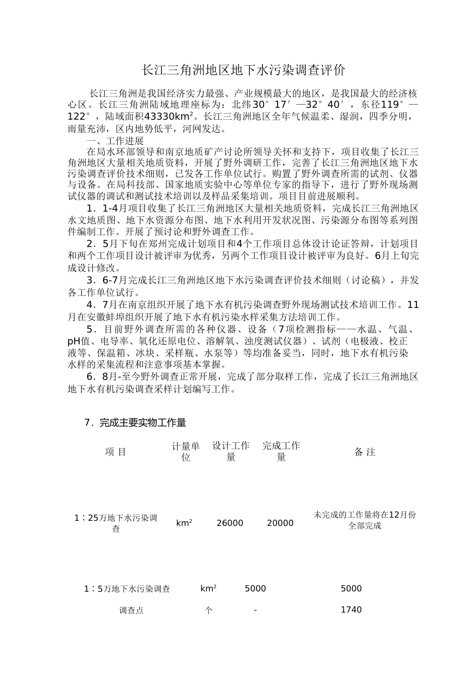 长江三角洲地区地下水污染调查评价_第1页