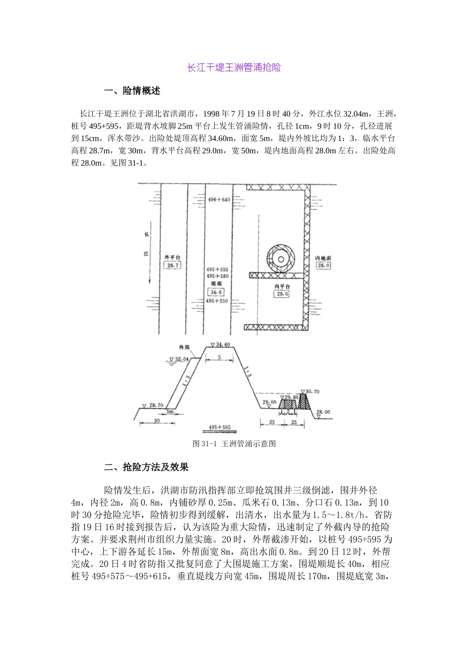 长江干堤王洲管涌抢险_第1页
