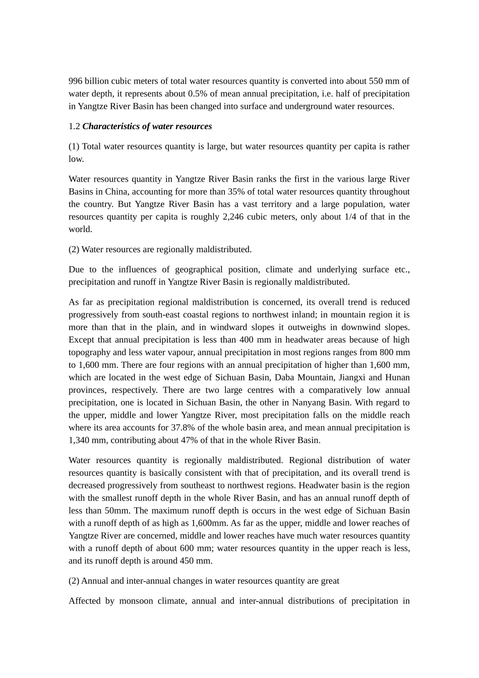 长江流域的特点及其水资源的可持续利用翻译_第2页