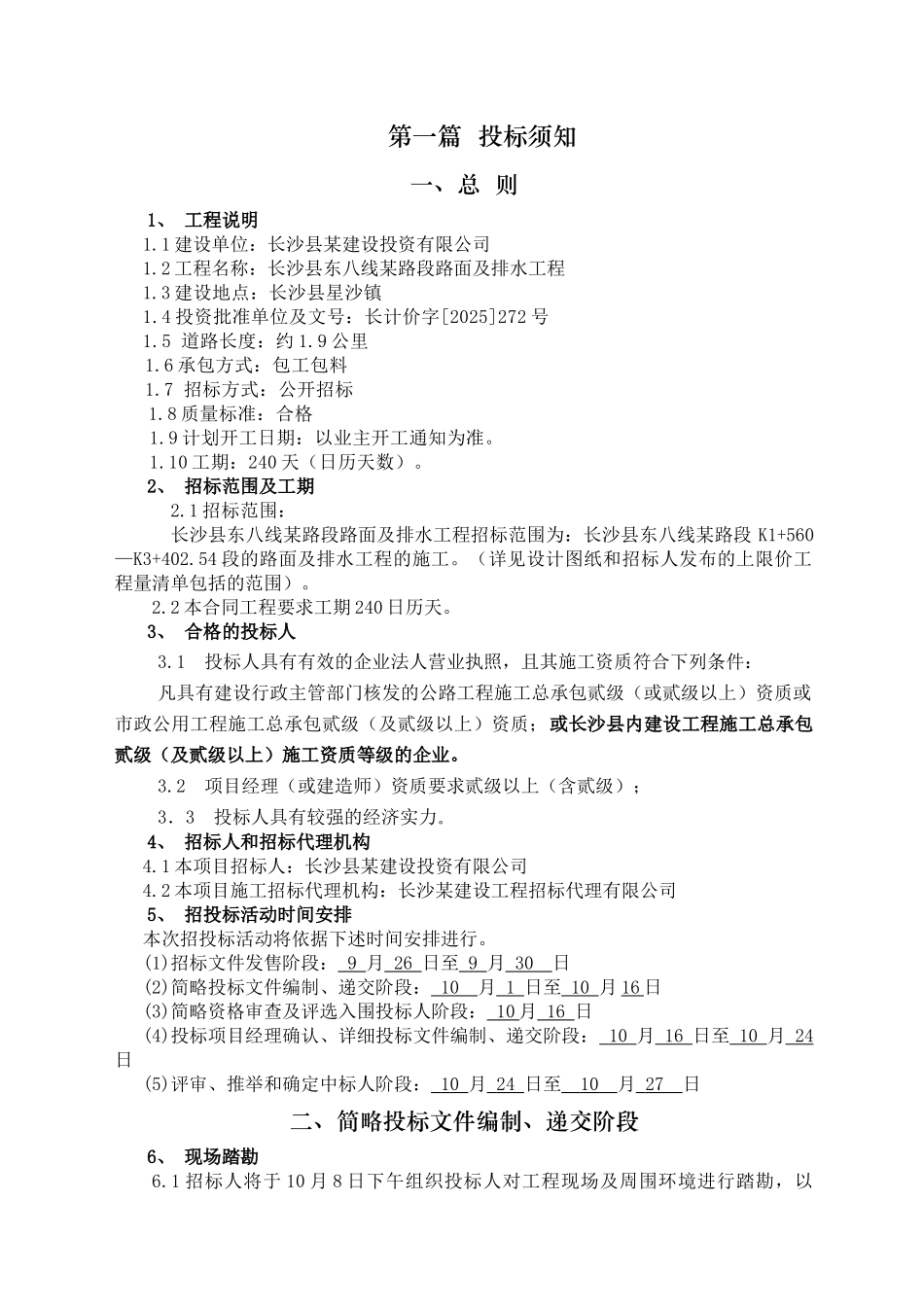 长沙县东八线某路段路面及排水工程施工招标文件_第3页