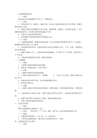 门窗、卫生器具安装常见问题