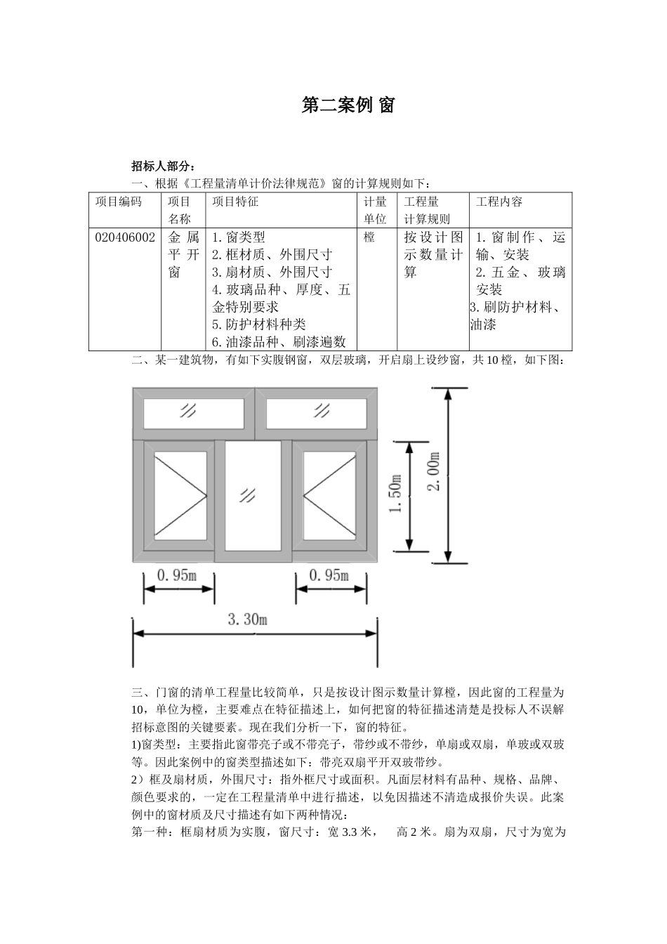 门窗工程招投标清单组价计算案例分析_第1页
