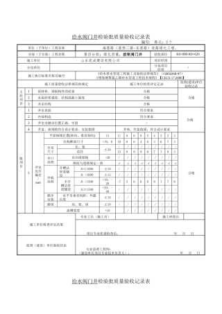 阀门井检验批质量验收记录表