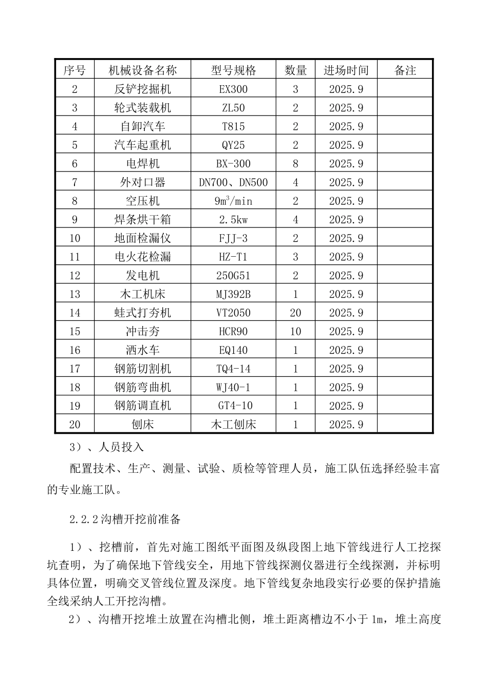 阎村天然气接收门站天然气工程出站管线沟槽开挖专项方案_第3页