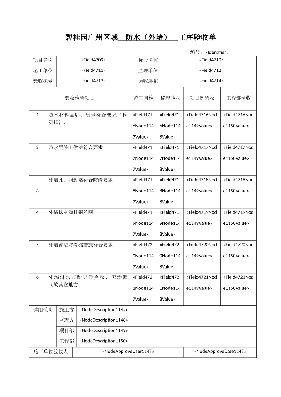 防水工序验收单_第1页