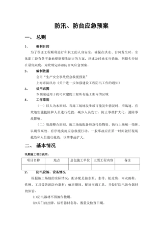 防汛防台应急预案模板