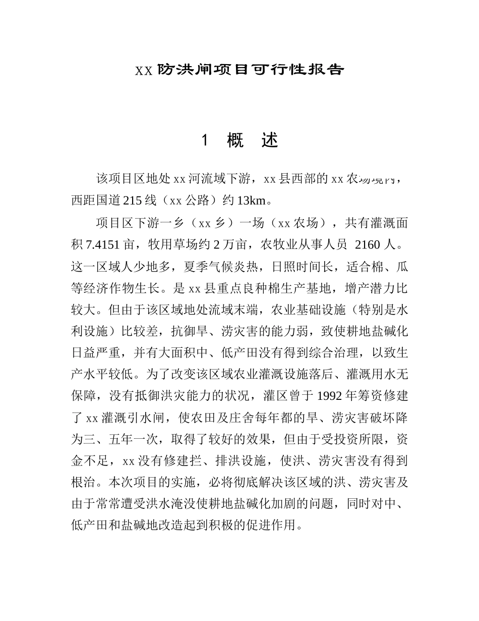 防洪闸项目可行性研究报告_第1页