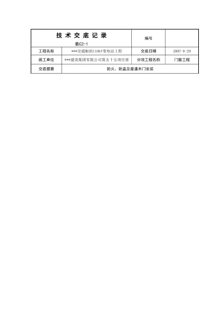防火、防盗及普通木门安装