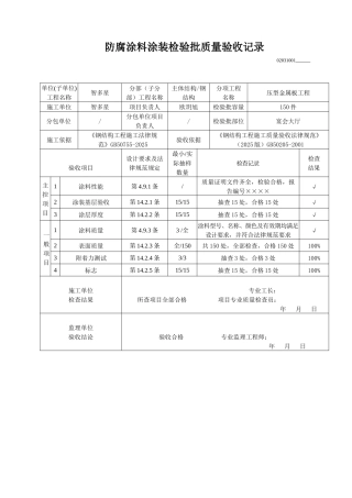 防腐涂料涂装检验批质量验收记录