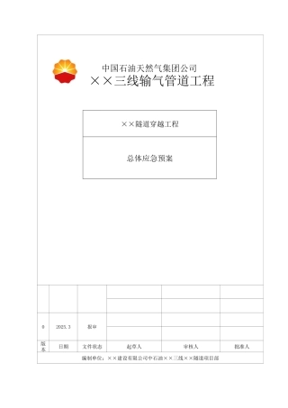 隧道工程hse管理体系应急预案