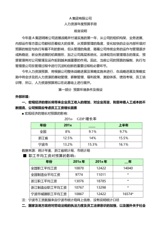 集团公司人力资源年度预算手册