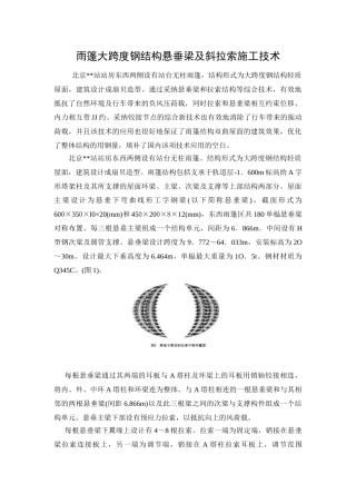 雨篷大跨度钢结构悬垂梁及斜拉索施工技术