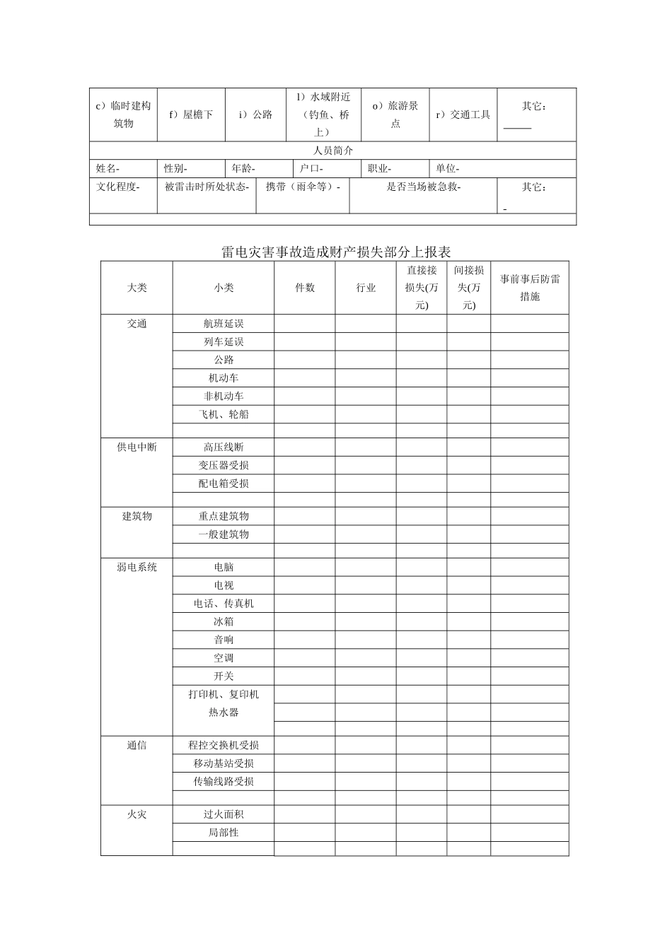 雷电灾害事故总体情况上报表_第3页
