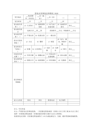 雷电灾害事故总体情况上报表