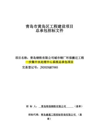 青岛市某集中水处理中心EPC招标书