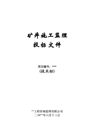 青海某煤矿矿井工程监理投标书