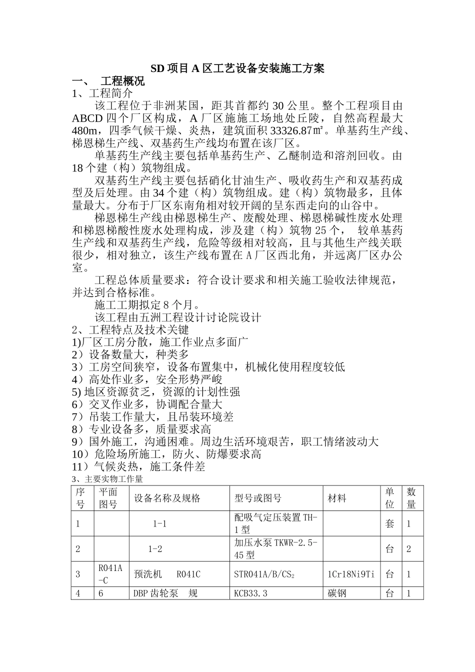 非洲某医药生产项目工艺设备安装施工方案-_第1页