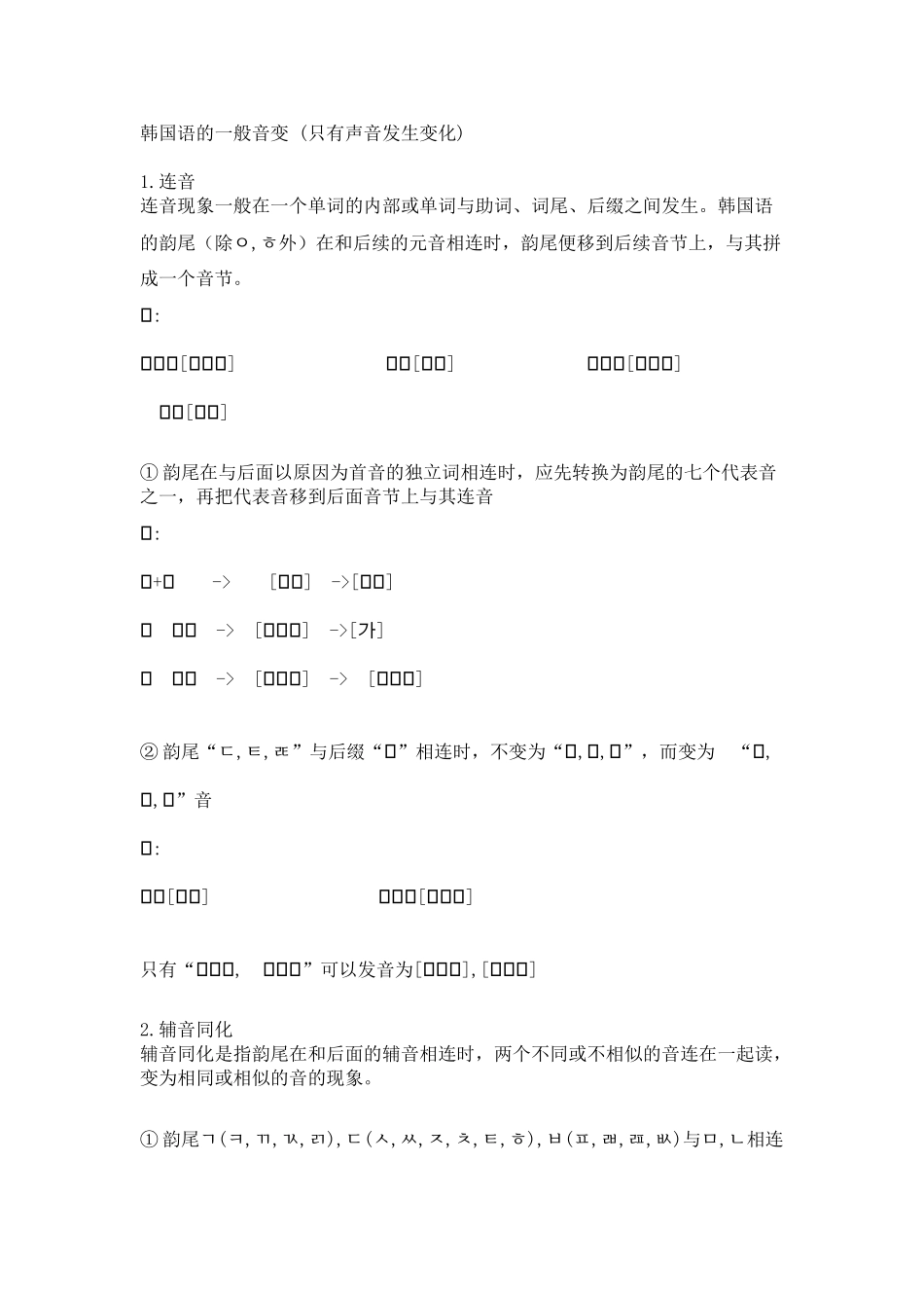 韩语：韩国语的一般音变_第1页