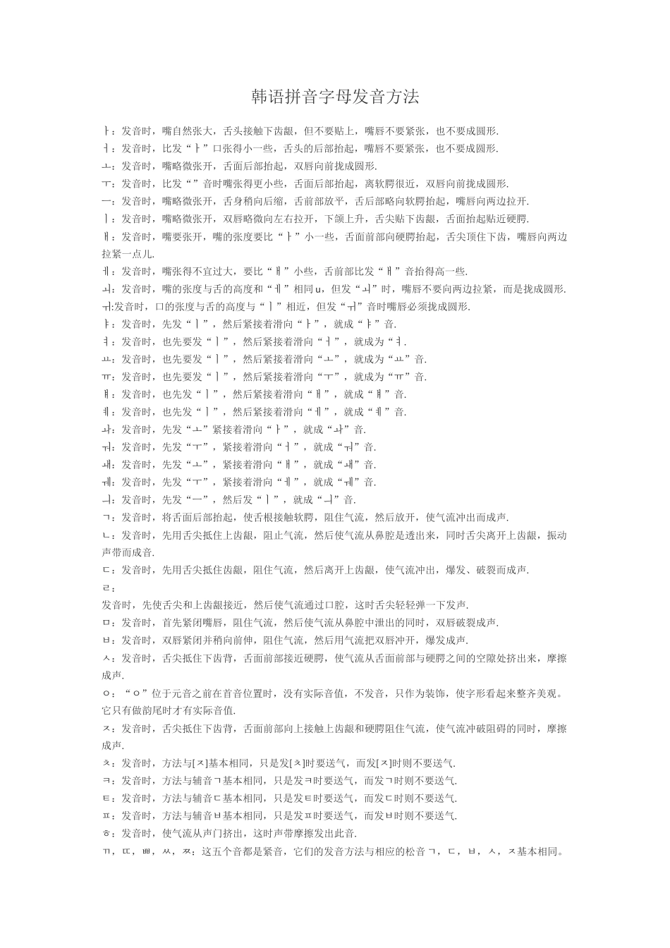 韩语拼音字母发音方法_第1页