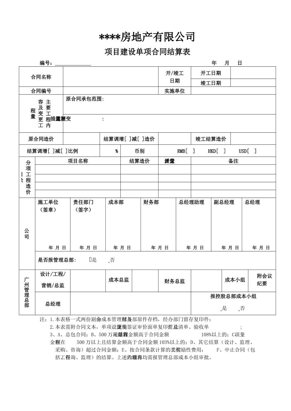 项目建设单项合同结算表_第1页