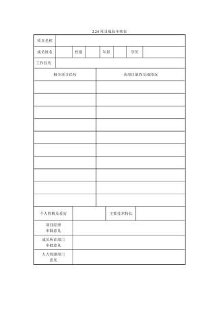 项目成员审核表