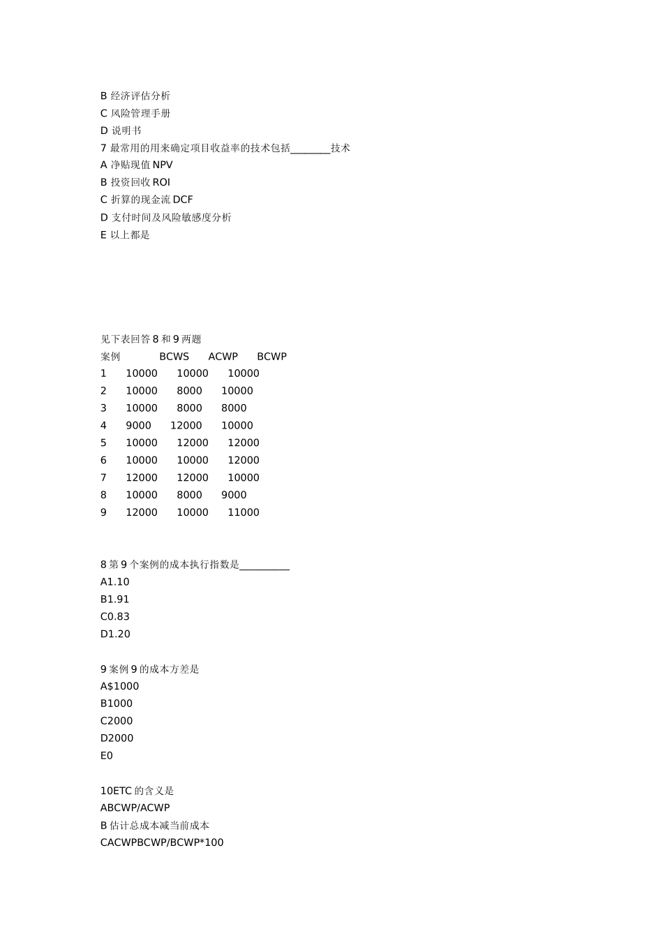 项目成本管理练习160题_第2页