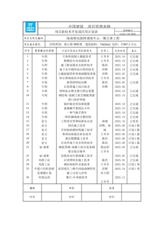 项目新技术开发或应用计划表