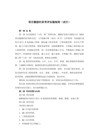 项目激励约束考评实施细则