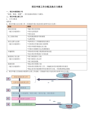项目申报工作分配及执行力要求