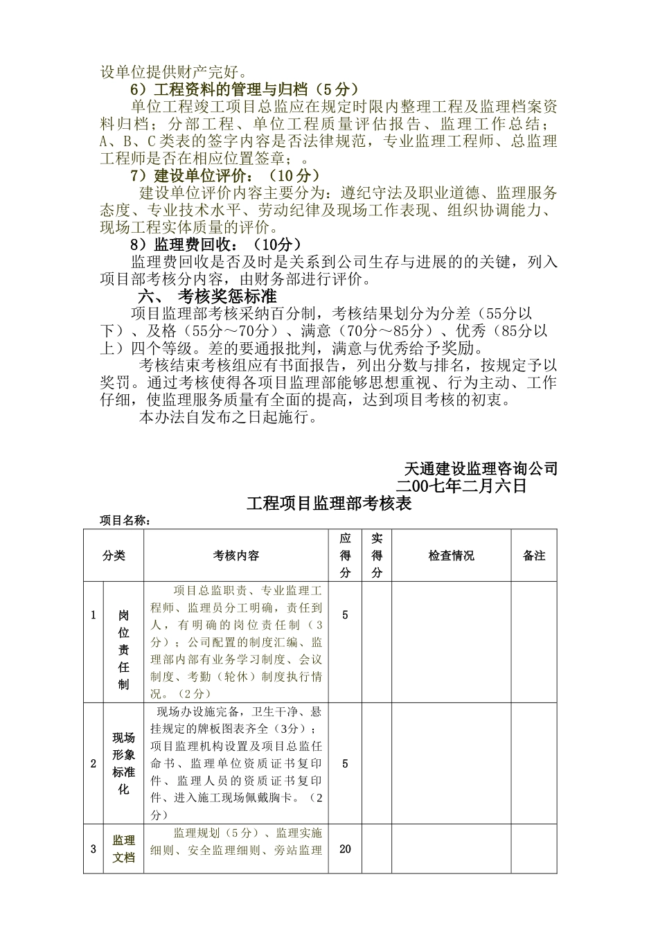 项目监理部考核管理办法_第2页