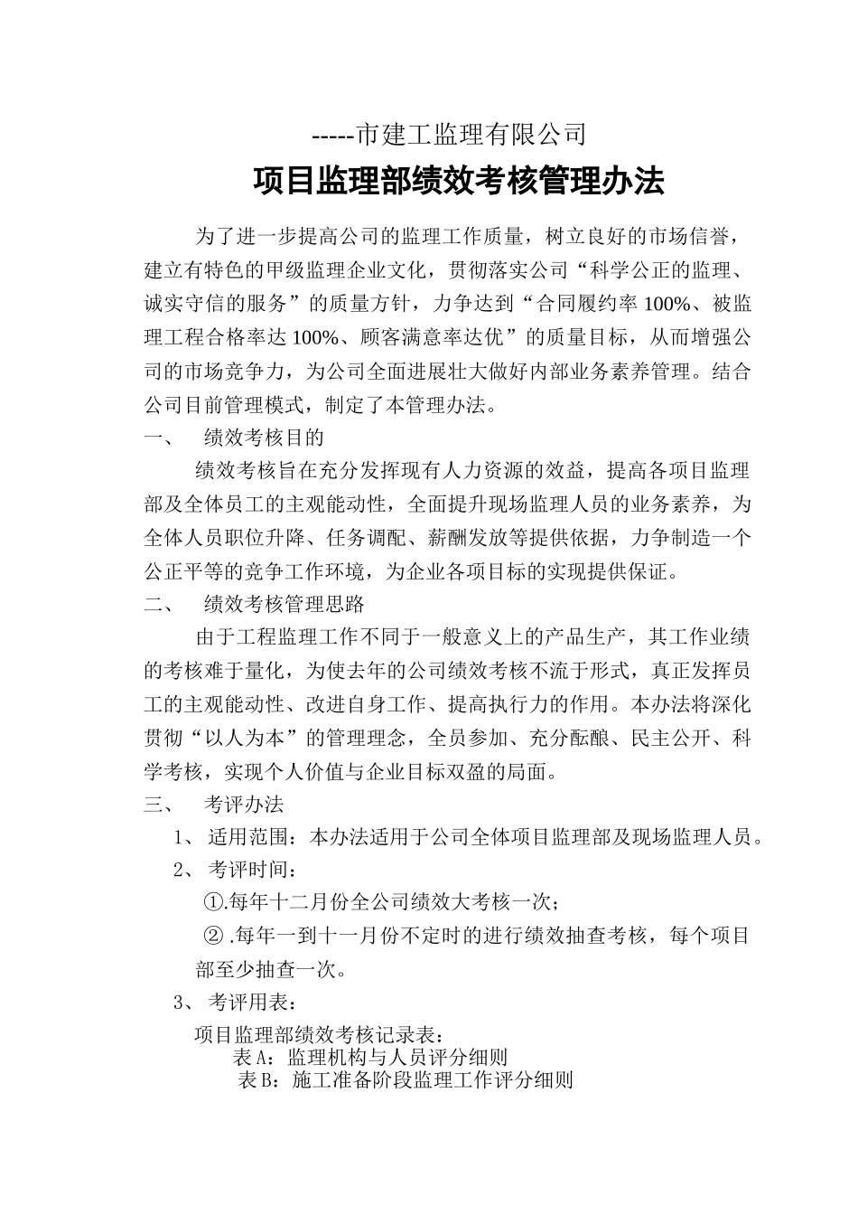 项目监理部绩效考核管理办法_第1页