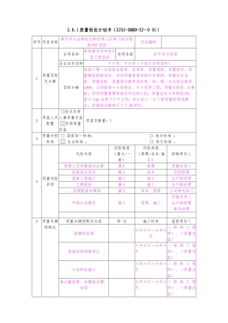 项目管理手册质量附表