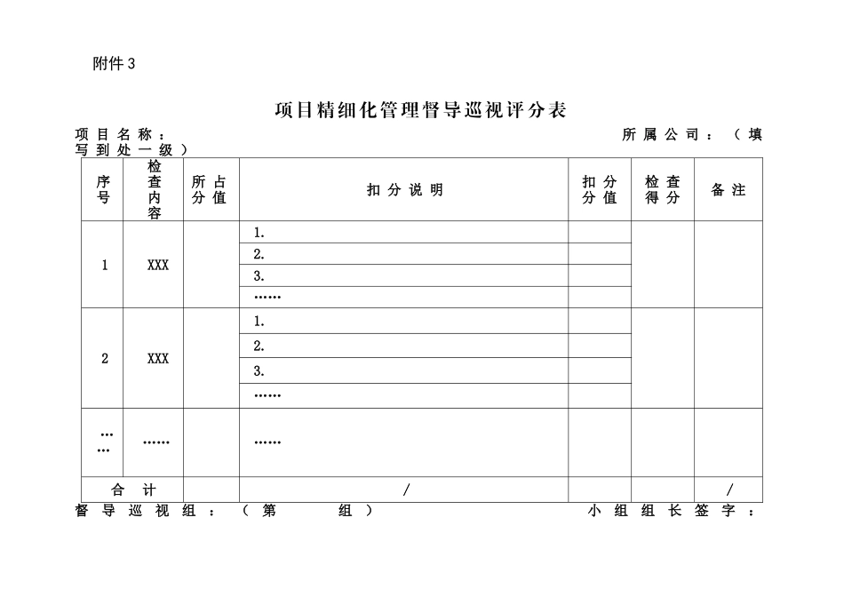 项目精细化管理督导巡视评分标准_第1页