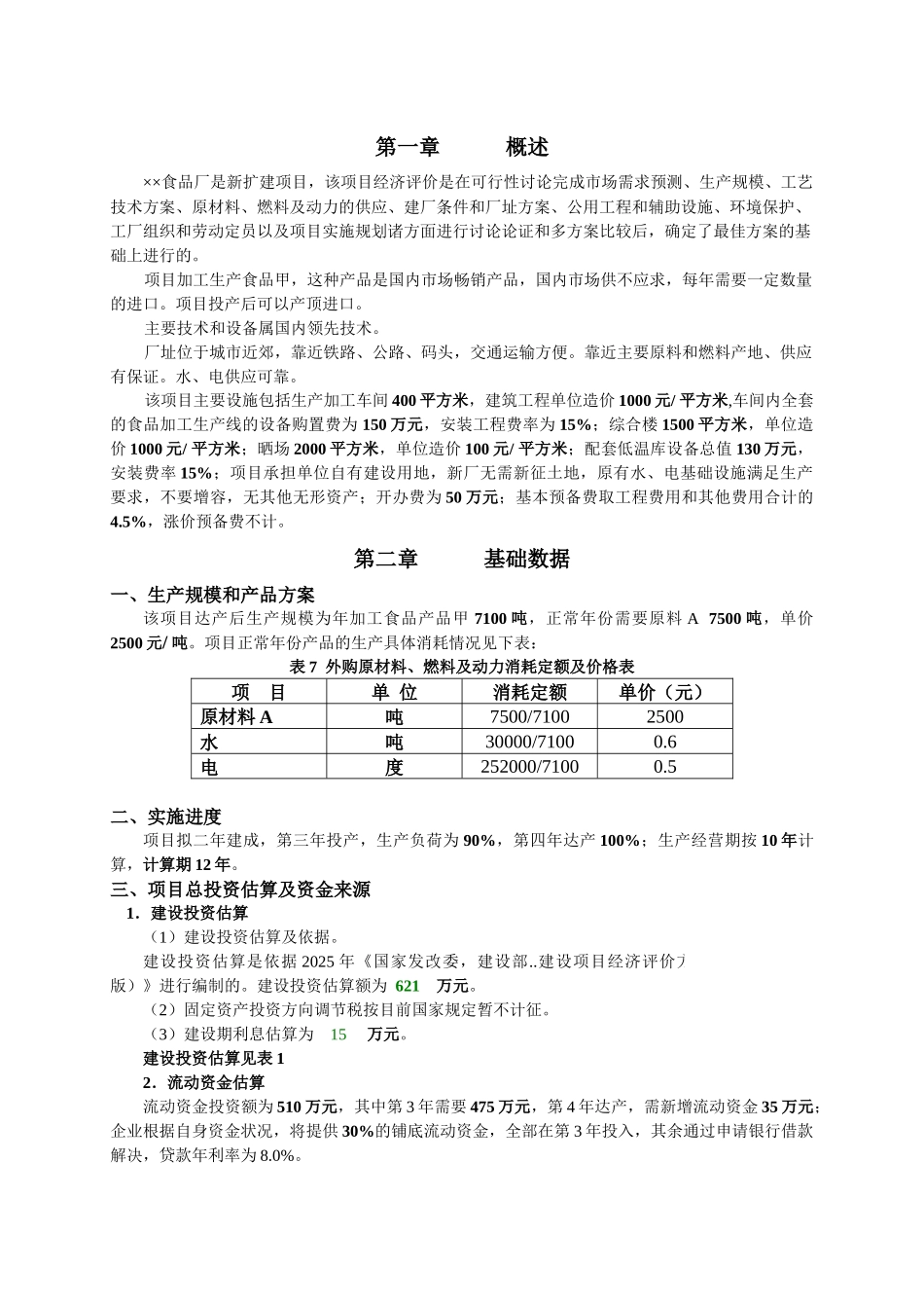 项目经济评价课程设计》设计书范本-secret_第1页