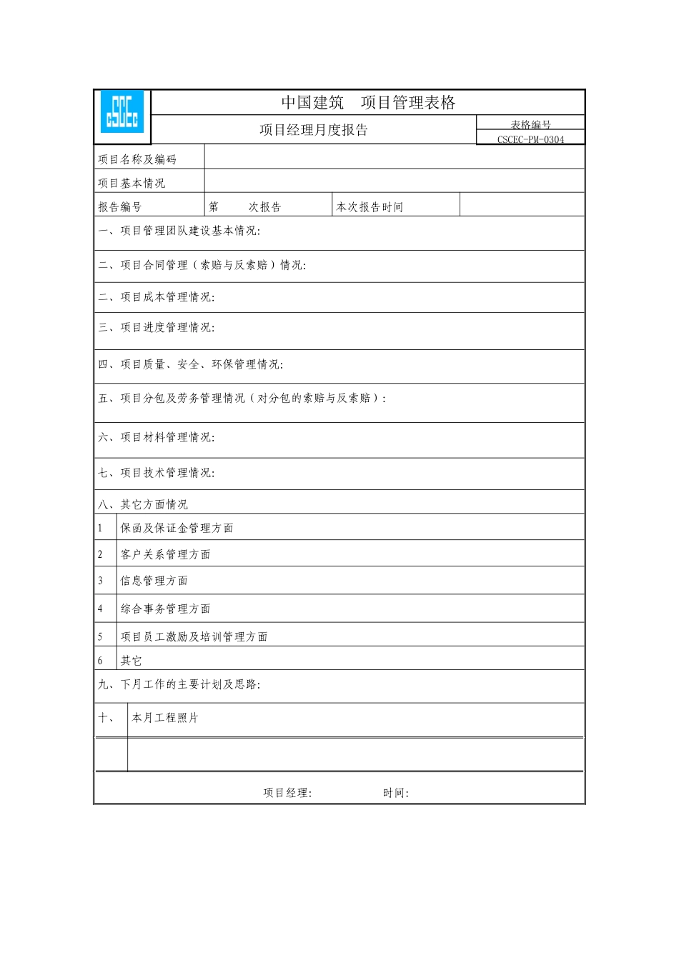 项目经理11月度报告_第1页