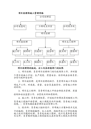 项目经理部施工管理网络及相应职责