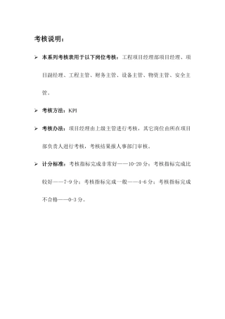 项目经理部绩效考核表