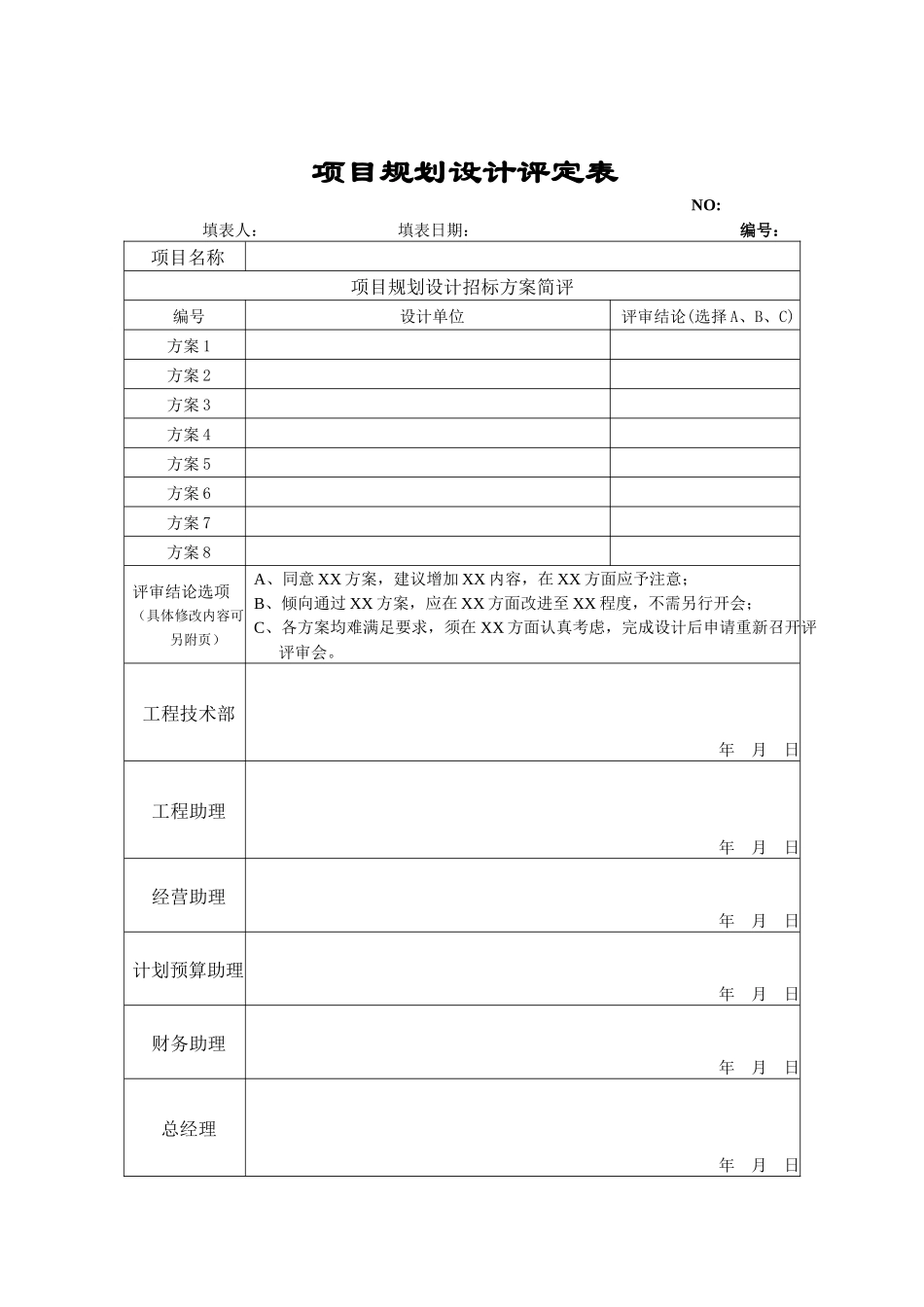 项目规划设计方案评定表_第1页