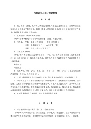 项目计划与统计管理制度