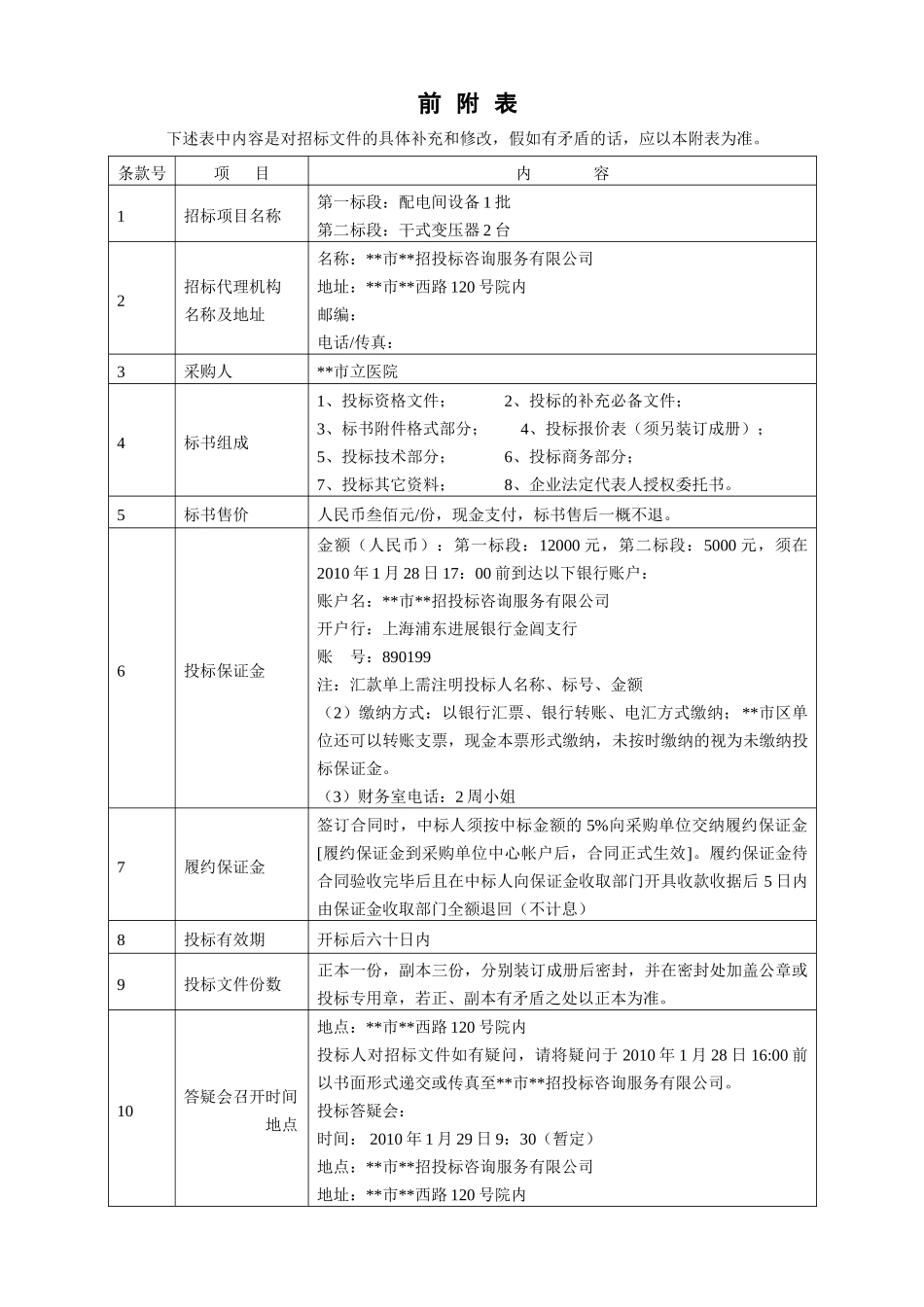 项目配电间设备、干式变压器采购招标文件_第2页