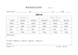 顾客满意度调查表(00002)