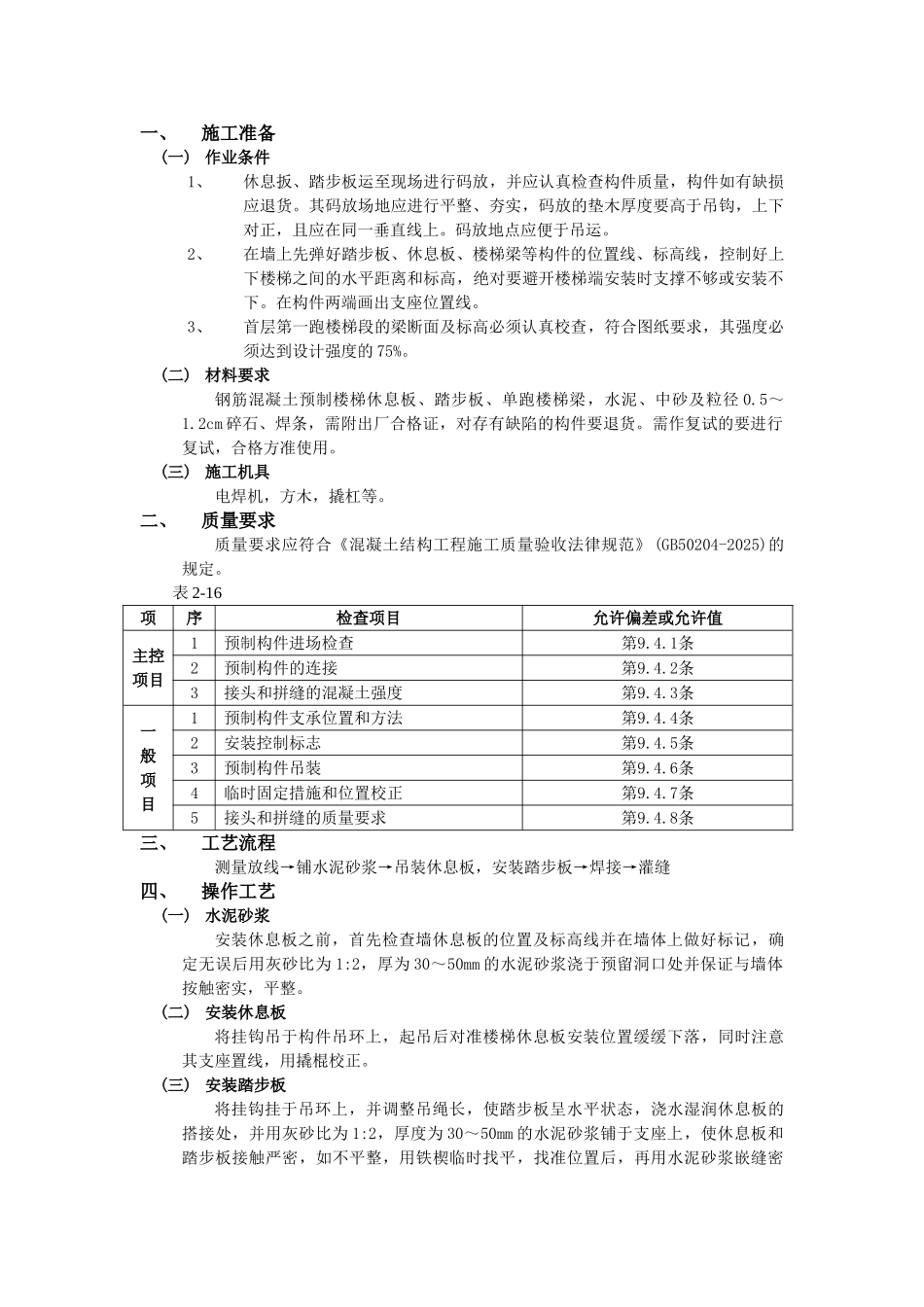 预制楼梯安装工程技术交底模板_第1页