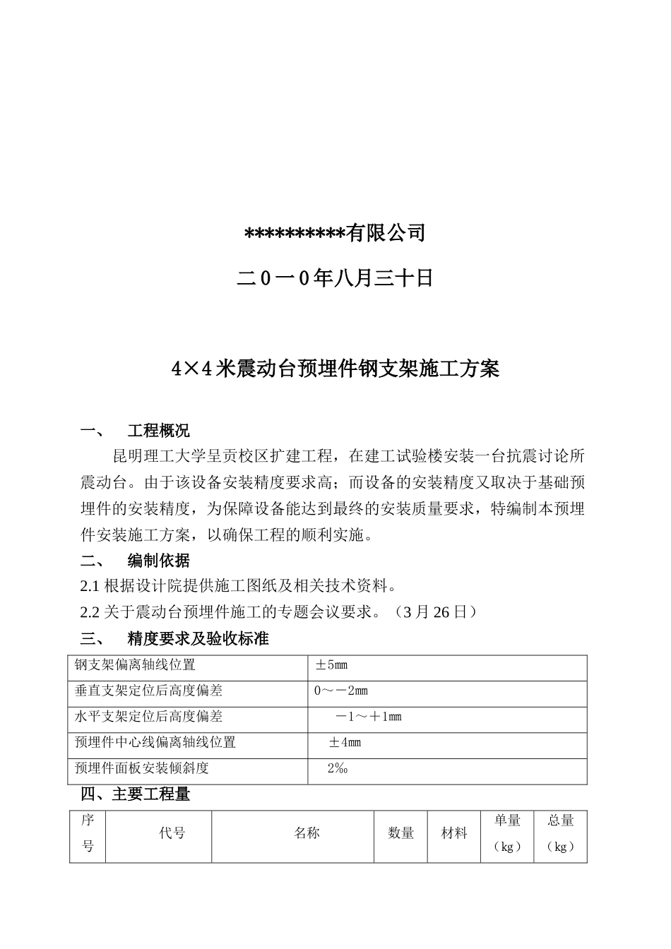 预埋件钢支架安装施工方案_第2页