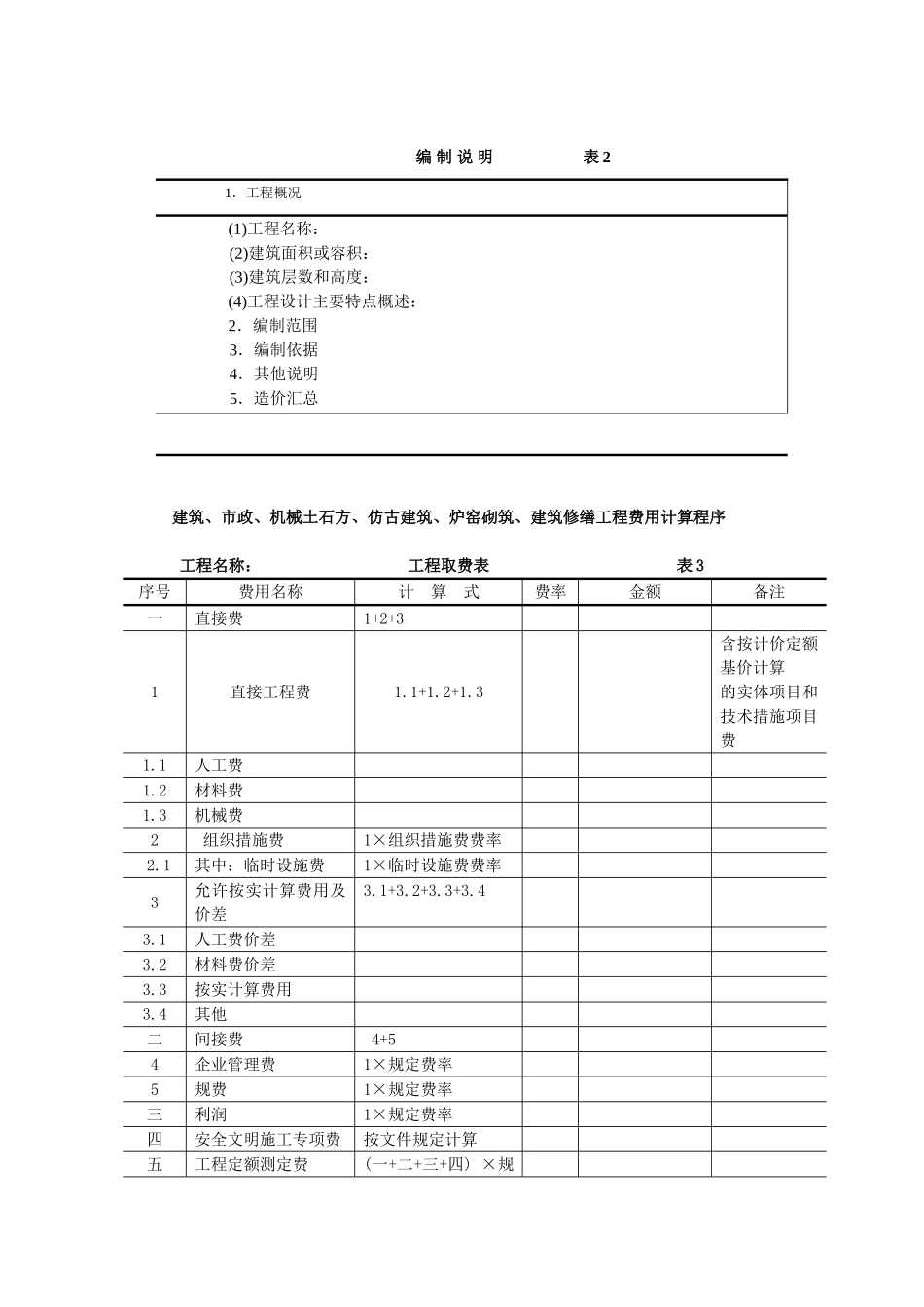 预算书与报价书相关表格及取费规定_第2页