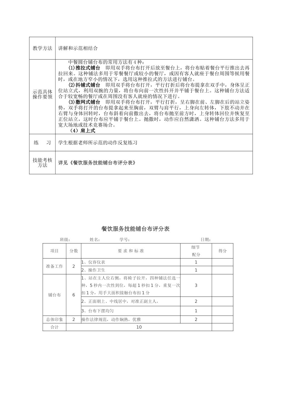 餐饮技能——铺台布_第2页