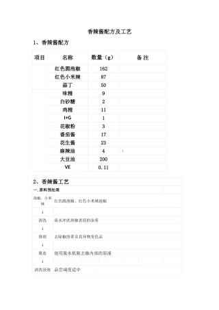 香辣酱配方及工艺