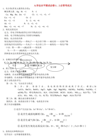 高中化学会考复习必过资料