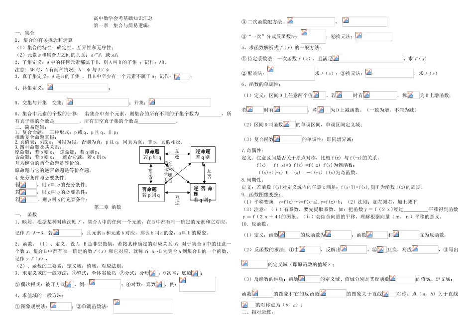 高中数学会考复习资料基本概念和公式_第1页